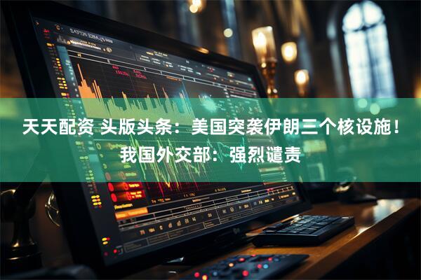天天配资 头版头条：美国突袭伊朗三个核设施！我国外交部：强烈谴责